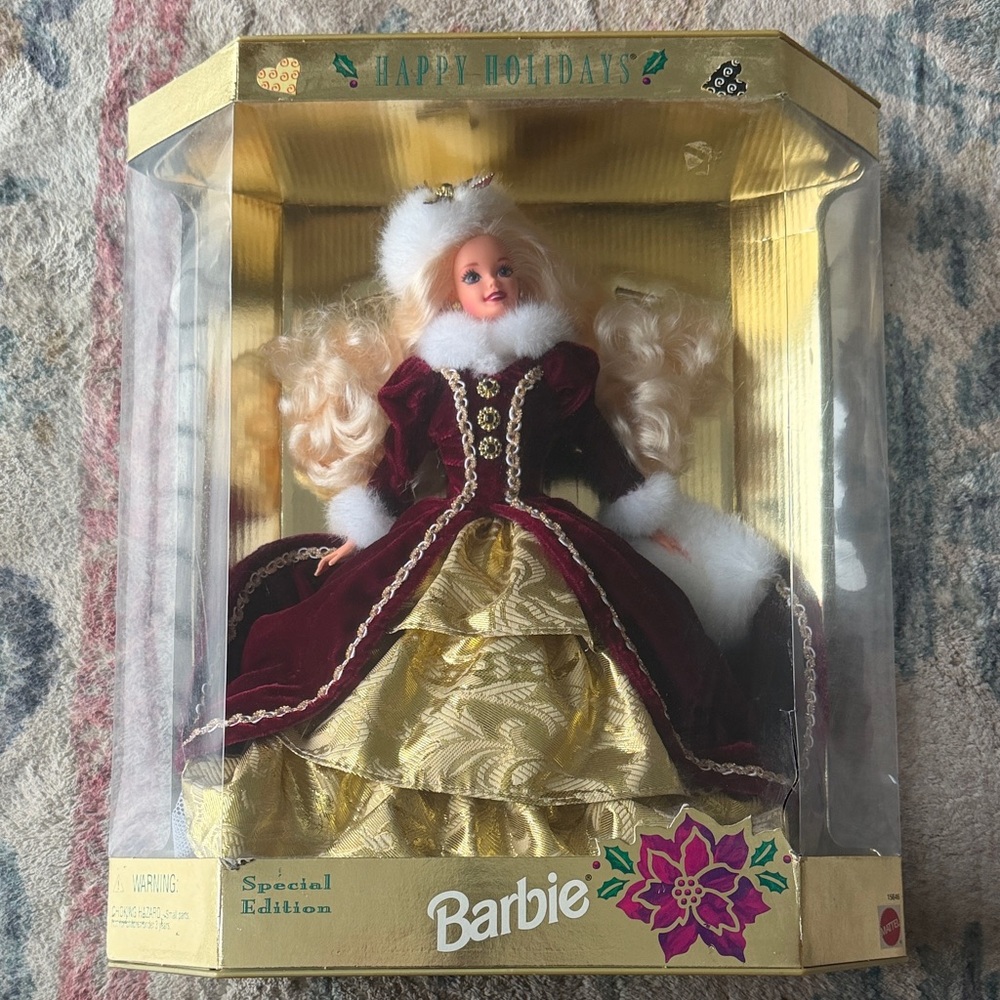 Barbie Holiday Doll - Burgundy & Gold Velvet Gown